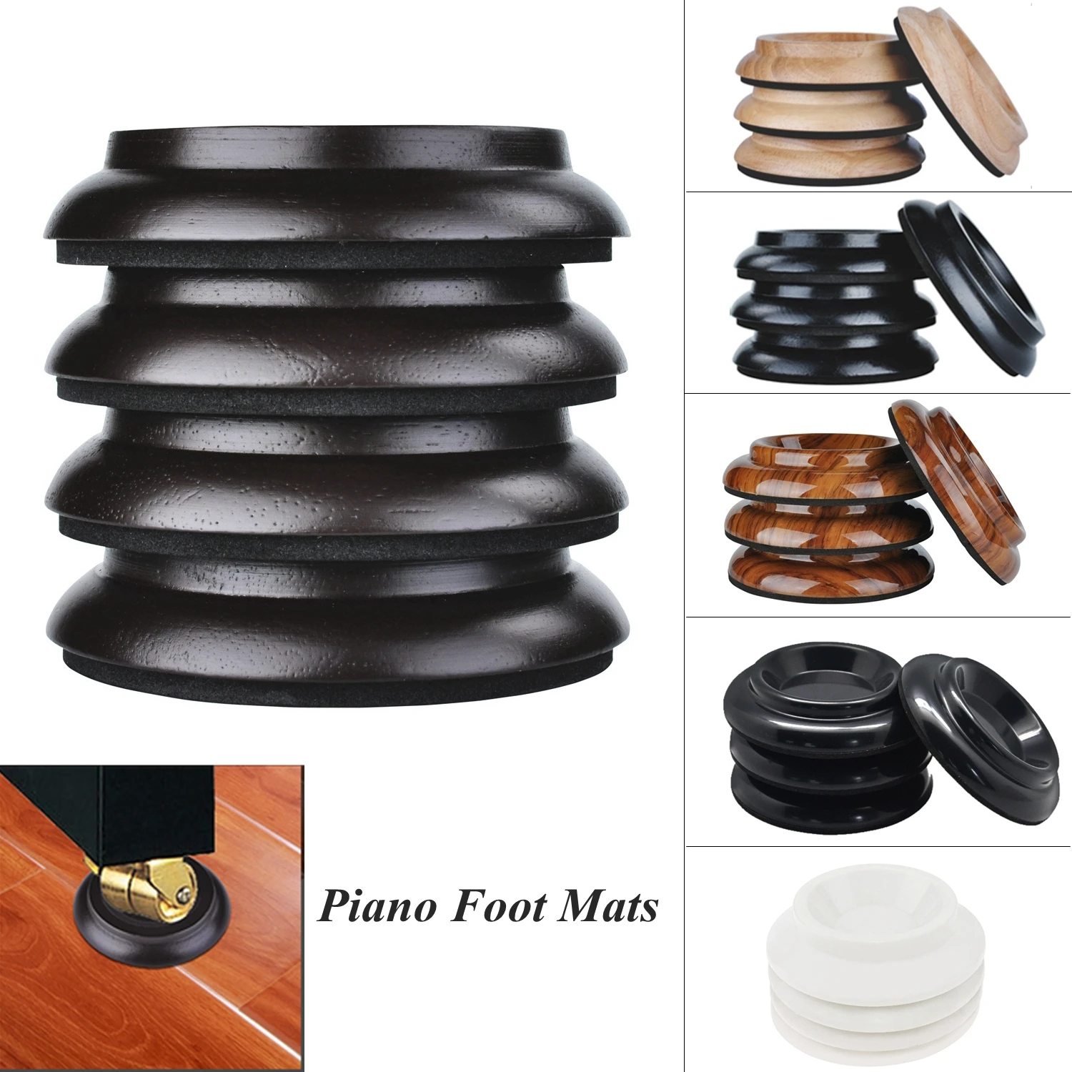 4 Coppette Assorbivibrazioni Per Pianoforte Verticale - Protezione Pavimenti, Antiscivolo E Silenzioso - Foto 10