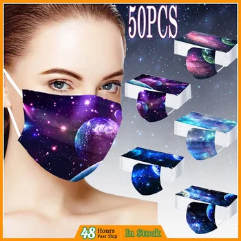 

50PCS Disposable WindproofAdults Face Mask Print Face 3ply Ear Loop Face Cover mascarillas Breathable Face Mask Health Care