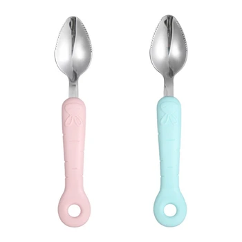 

Baby Food Supplement Scraping Fruit Puree Spoon Rabbit 304 Stainless Steel Children Feeding Utensils
