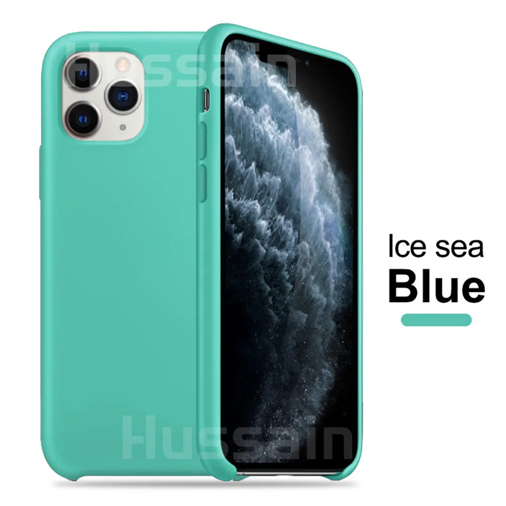 Ice Sea Blue Роскошный официальный силиконовый чехол для iPhone X Xr 11 Max силиконовый чехол для iPhone 7 8 6 5 5S Plus чехол для Apple крышка-задняя панель с логотипом - Цвет: Ice Sea Blue