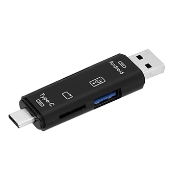 

USB 2.0 Male Female Type-C 3.1 Micro-USB Port High Speed 5 In 1 TF Memory Card Reader ABS Plastic