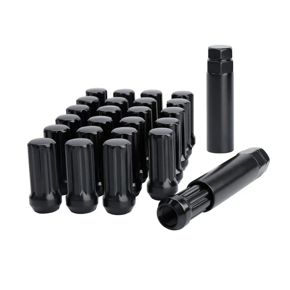 Ksp Set Of 24 Pieces Black 14x1.5 Closed End Duplex Xl Spline Lug Nuts