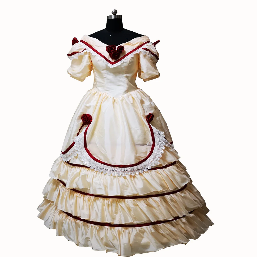 

New champagne Vintage costumes 18th Duchess Retro medieval Renaissance Reenactment Theatre Civil war Victorian dress D-360