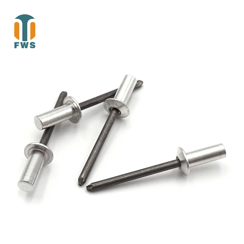 

50PCS M4.8 20-30mm DIN EN ISO 15973 GB /T 12615.1 Aluminum Steel Closed End Blind Rivets With Break Pull Mandrel Protruding Head
