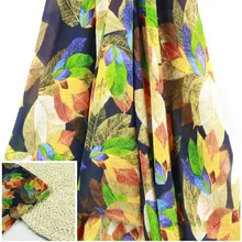 С фабрики тканые листья 75D Жемчуг шифон Печать Весна и лето платье модные материалы