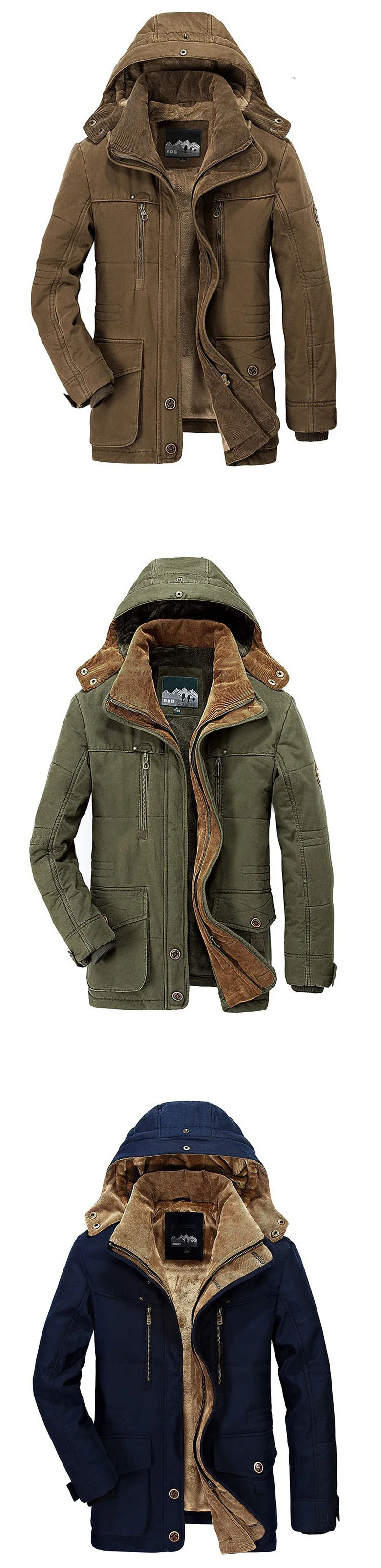 Новая мужская куртка, Толстая теплая парка с капюшоном, военный Карго, Мужская зимняя повседневная куртка, теплое флисовое Мужское пальто размера плюс M-6XL