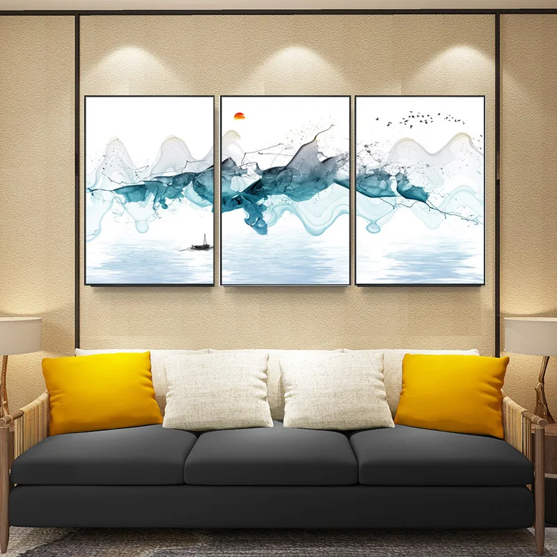 

3pcs Natural Landscape Mountain Traditional Chinese Zen Wall Art Canvas Painting Poster Picture Print For Living Room Home Decor