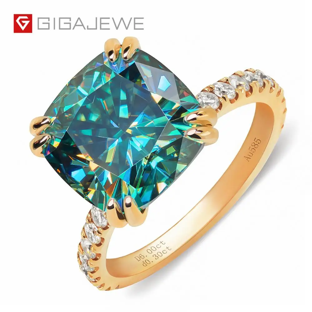 GIGAJEWE всего 6.8ct 11 0 мм Moissanite D VVS1 подушкой огранки по индивидуальному заказу 14K