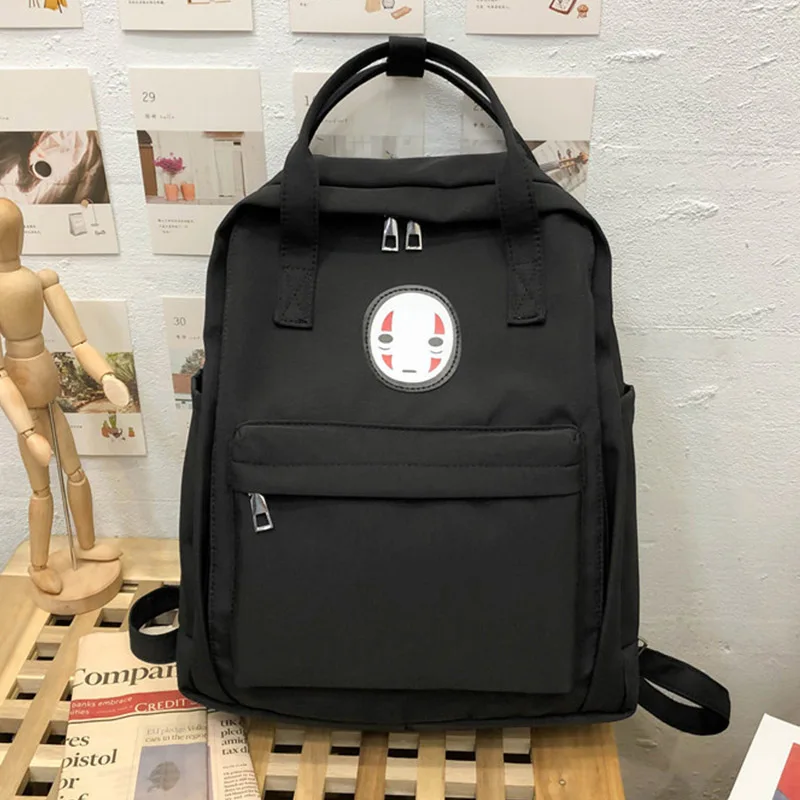 Face женский холщовый рюкзак с принтом сумка для путешествий для девочек большой ноутбук портативный колледж школы Студенческая дорожная сумка для подростков - Цвет: black