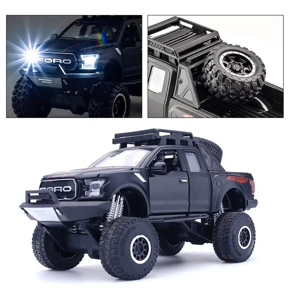 

1 PC 1/32 Car Kids Pickup buggy Model Toy for Mini Auto F150 Diecast Alloy Off-Road Car Model with LED Music toys for boys