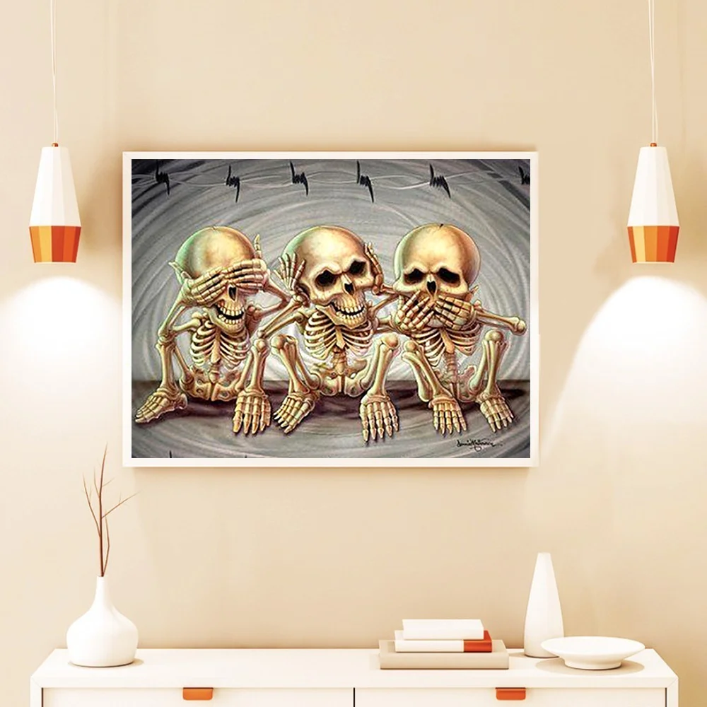 Diamond Painting Huacan Diamond Mosaic Full Layout Skull 5D Embroidery diamond painting