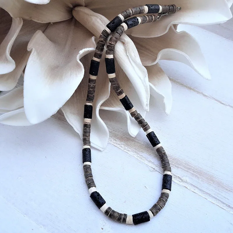 Men Necklace-African Beaded Wooden Beach Necklace Gifts
