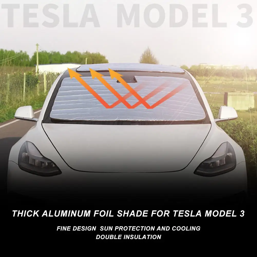 Parasol para Tesla modelo 3, parasol frontal de parabrisas trasero, tragaluz, lámina de aluminio, EVA, protección de Anti UV, Modelo 3