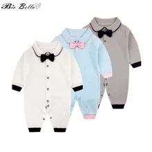 Весенне-осенние комбинезоны для новорожденных мальчиков, хлопок, повседневный Детский комбинезон с длинными рукавами, вечерние комбинезоны для крещения, одежда для мальчиков 0-12 месяцев