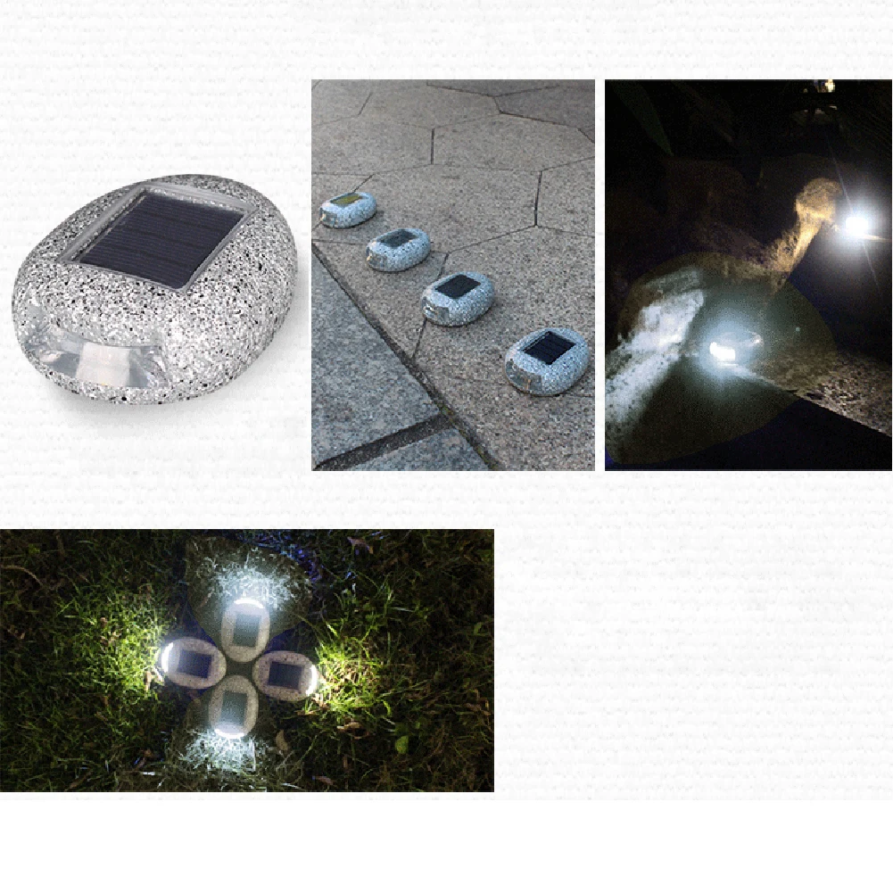 Waterproof Ground Mounted Resin Stone Shape LED Solar Light Outdoor Garden Decor