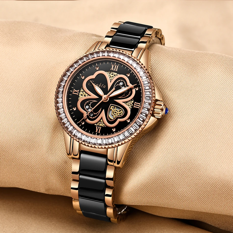 SUNKTA2019 новые женские часы из розового золота, кварцевые часы с бриллиантами, роскошные Брендовые женские часы, часы для девочек, Relogio Feminino+ коробка