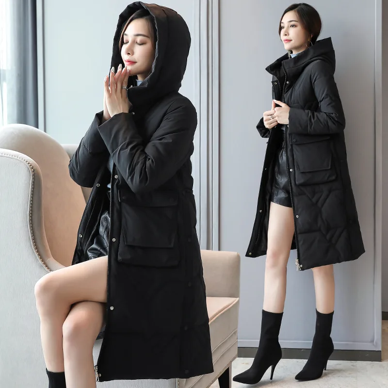 

Photo Shoot 2019 New Style Korean-style Students Cotton-padded Jacket Mid-length Cotton-padded Clothes Dongdaemun over-the-Knee