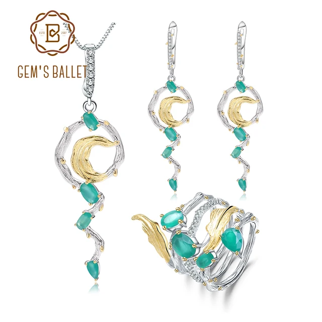 US $64.25 BALLET Natural Green Agate Jewelry Sterling Silver Handmade Vintage Spiral Crescent