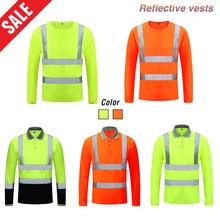 Camiseta de seguridad reflectante de alta visibilidad Unisex, ropa de trabajo de manga larga de secado rápido, ropa de trabajo protectora para construcción al aire libre