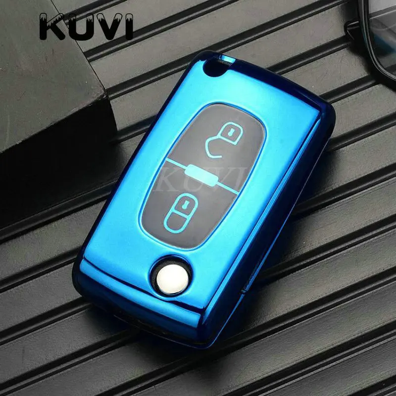 Soft TPU Car Key Fob Case Cover Protector for Peugeot 107 206 207 307 308 406 for Citroen Xsara Picasso C2 C3 C4 C5 C6 C8 key case,key case cover,car key shell