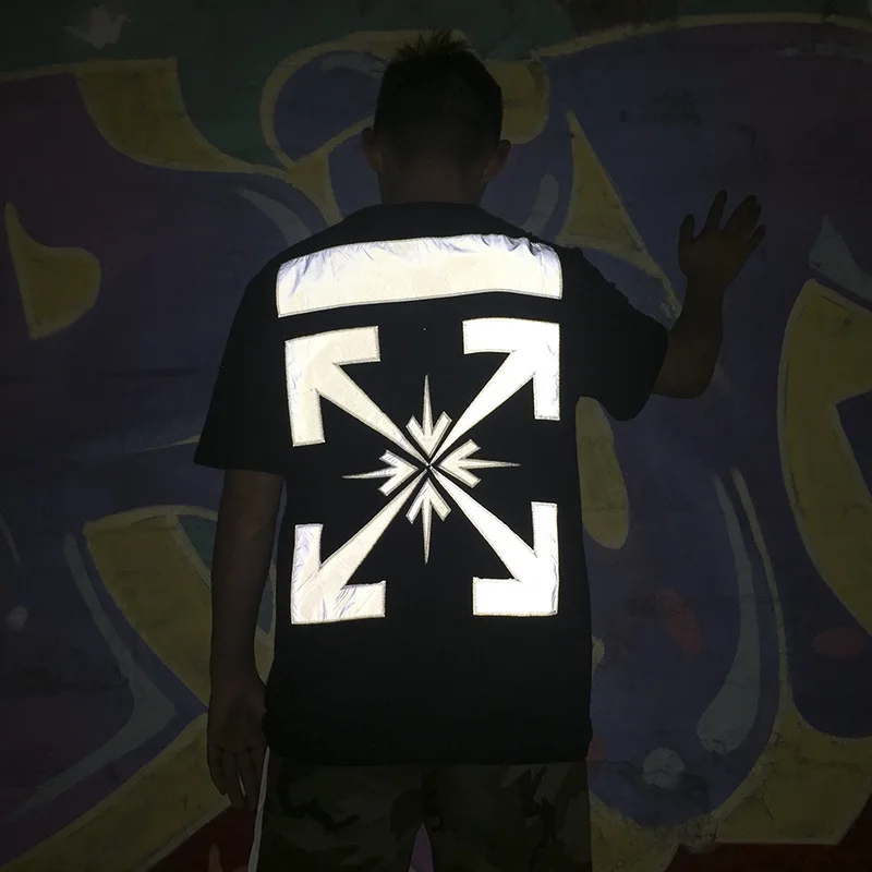 

3m Reflective Color Embroidered Arrowhead Short Sleeve Tee Europe And America Popular Brand Ow Hot Selling T-shirt