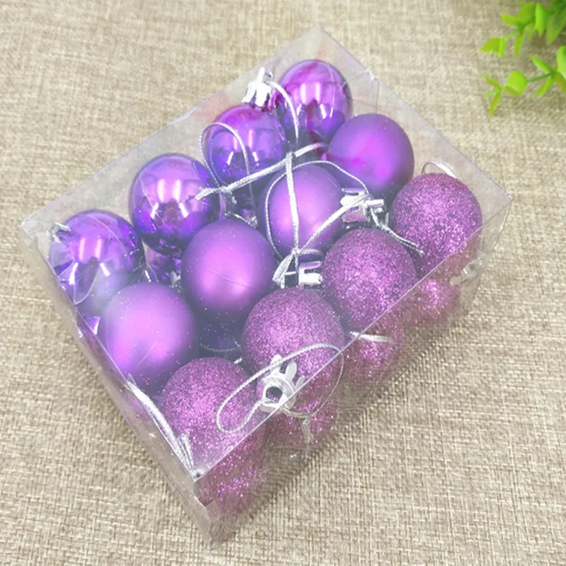 purple Горячее Рождественское украшение 3 см Моделирование твердые пластиковые шарики из полистирола круглые шары украшения рождественской елки 24 шт 5Z - Цвет: purple