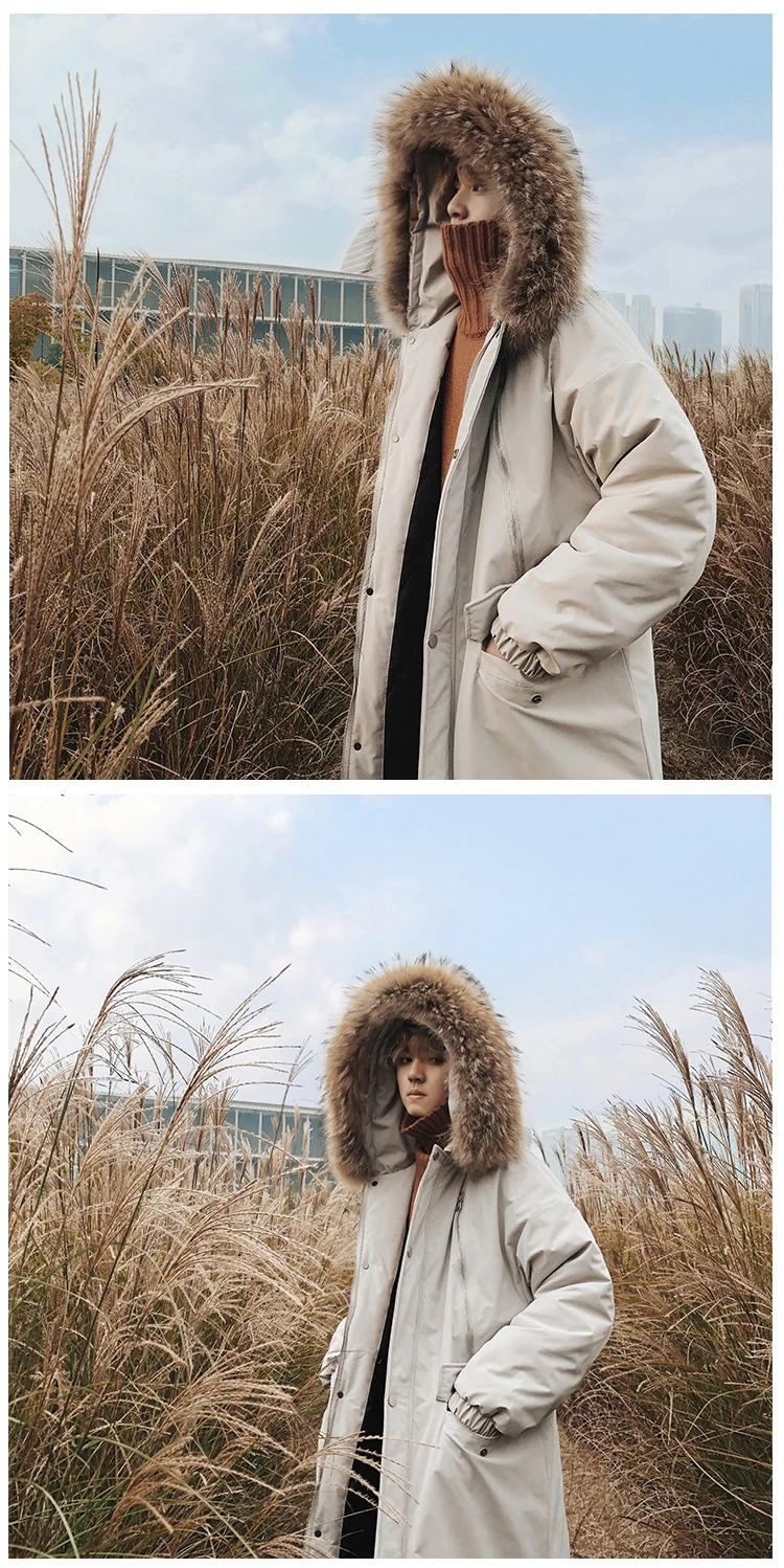 Разборчивая однотонная парка карго мужские пальто зимняя куртка мужская утолщенная верхняя одежда с меховым капюшоном теплое пальто повседневное Мужское пальто средней длины s