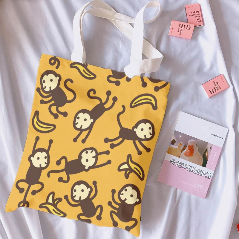 New Fashion Ladies Canvas Shoulder Bag Cute Animal Pink Sweet Girl Handbag Casual Harajuku Light Storage Bag Funny Shopping Bag