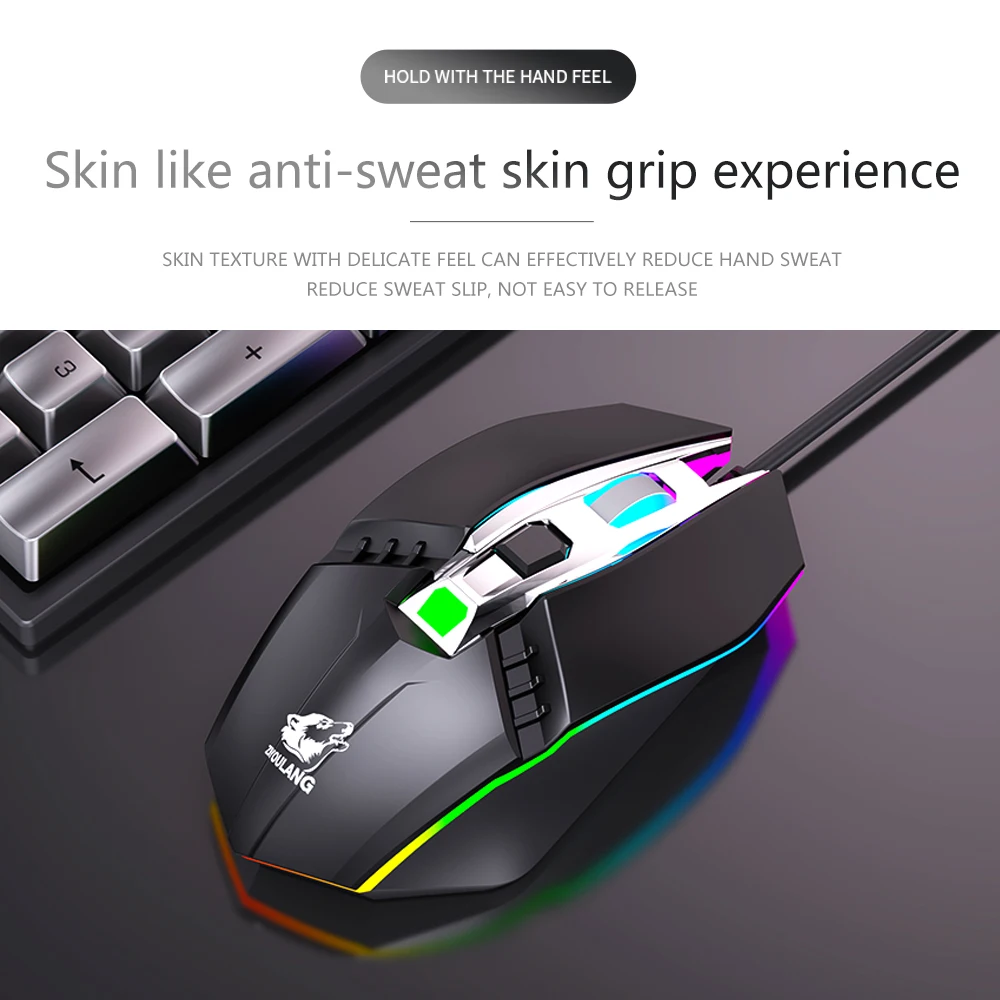 Игровая Механическая мышь V2RGB, компьютерная Проводная игровая мышь, проводная USB мышь, поддержка четырех цветов, динамическое дыхание