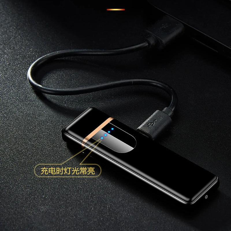 USB Перезаряжаемый сенсорный экран электронный вольфрамовый цинковый сплав прикуриватель беспламенный перезаряжаемый бурелом брикет