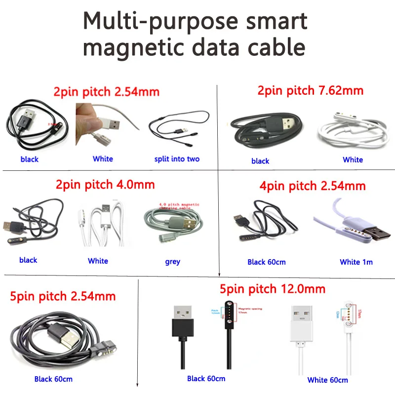 Magnetic Charging Cable Center Spacing 2.54 7.62 4.0 12 SuctioUSBPower charge connector For Beauty Instrument Watch Smart Device usb power connector