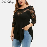Plus Size 5XL Floral Lace Hollow Out Sexy Tunic Blouse Women Clothing Summer Big Size Tops Ladies Ruffles Irregular Blusas - Image 2