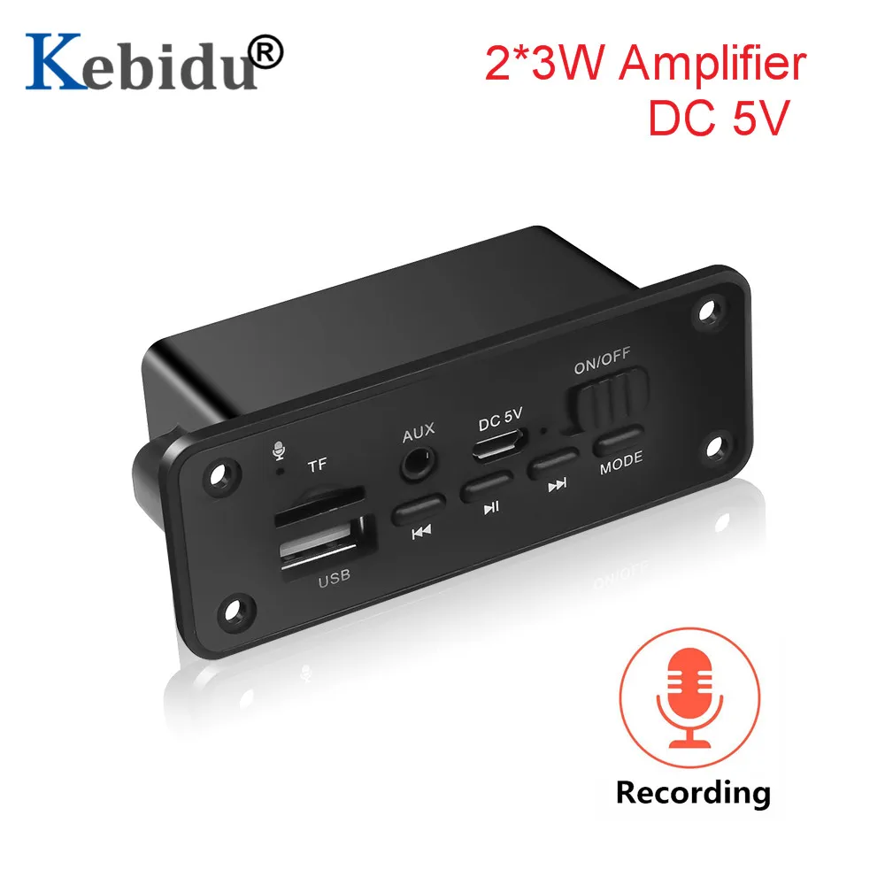 Kebidu 5 в Bluetooth MP3 декодер доска 2*3 Вт усилитель MP3-плеер автомобильный комплект fm-радио TF USB 3,5 мм WMA линия в вспомогательный аудиоресивер