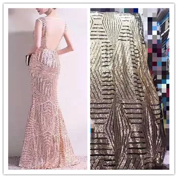

Gold solid color sequin embroidery French mesh sequin embroidery African lace fabric sequin is dress skirt evening dress fabric