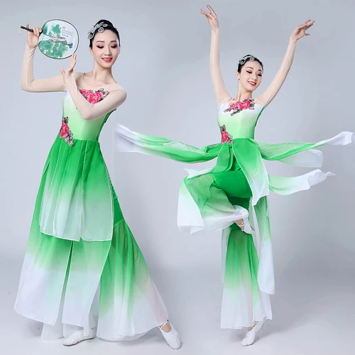 emerald Китайский народный танец, новые классические костюмы для женщин, квадратный танец, наряд для взрослых, танец Yangko, платье, костюмы - Цвет: emerald
