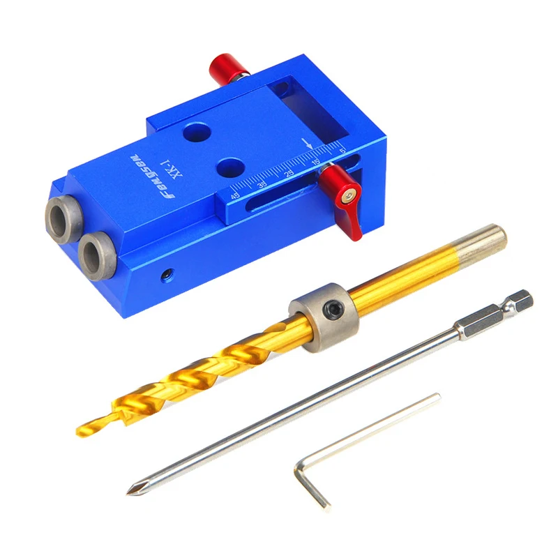 

Woodworking Tool Pocket Hole Jig Kit Carpentry Tools Step Drill Bit Set Oblique Hole Locator Wrench Tube Screw for Wood Working