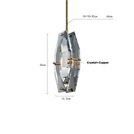 pendant light Искусство декольте постмодерн медная хрустальная люстра освещение блеск подвесной светильник Lampen для столовой фойе - Цвет абажура: pendant light