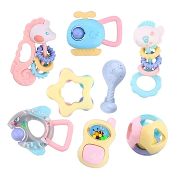 

8 Pcs Baby Rattle Set Baby Mobile Cute Baby Toys Teether Cartoon Animal Hand Bell Baby Rattles Toys Baby Hand Toys Toddler Toys