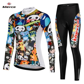 

Long-sleeved Jersey Women's suits Colorful Panda Animal Patterns Women's Sportswear Set Trousers Mountain Bike Bicycle Clothing