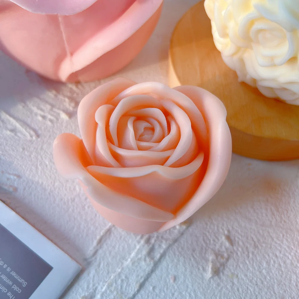 14cm Big Wedding Rose Flower Bouquet Candle Mold Table Decor Rose