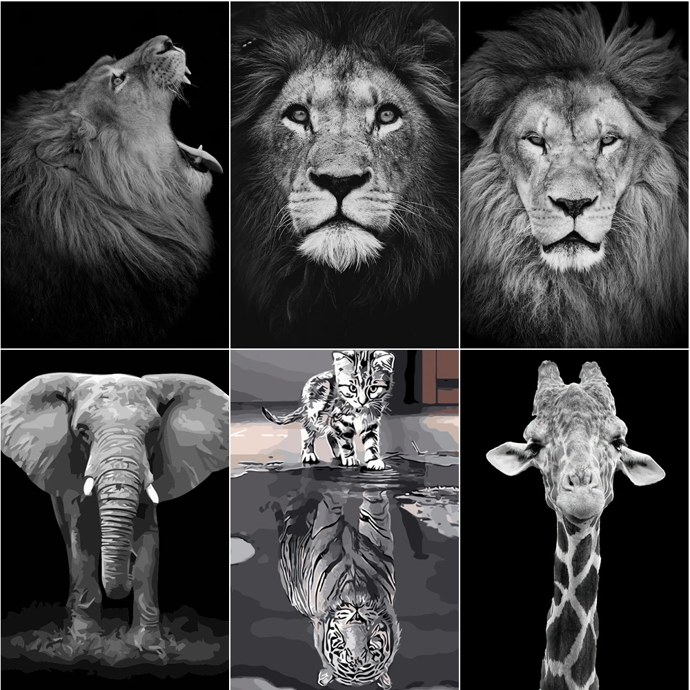 

Painting By Numbers DIY Dropshipping 40x50cm Colored lion head Animal Canvas Wedding Decoration Art picture Gift