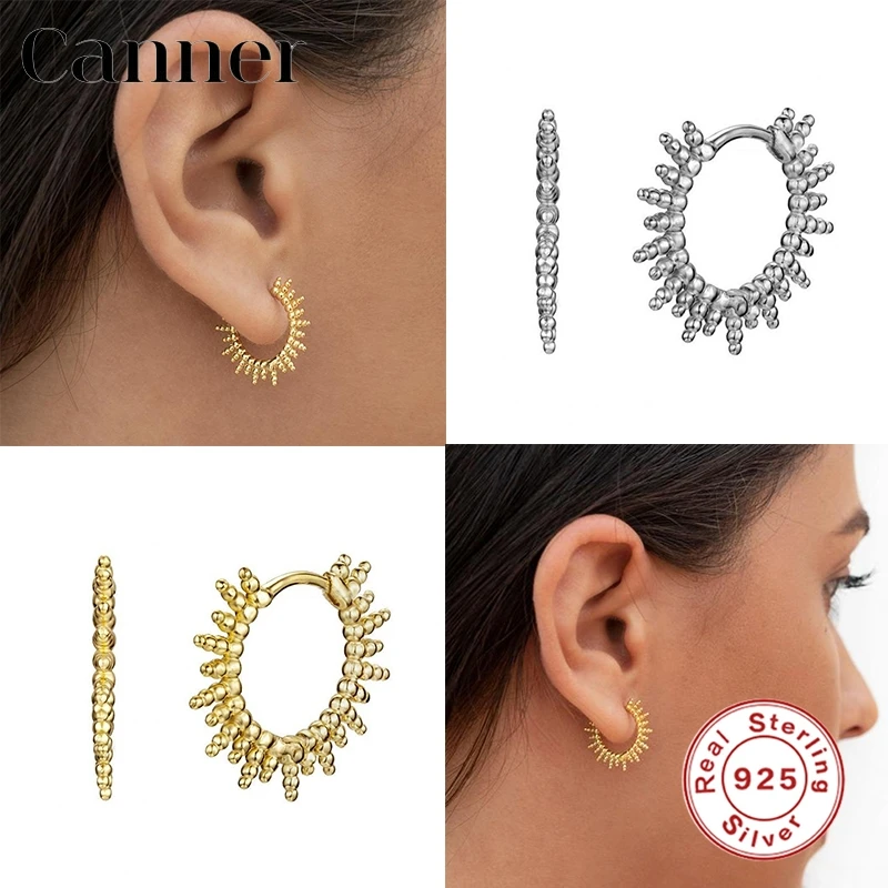 

Canner 100% 925 Sterling Silver Hoop Earrings Geometric Personality Huggie Earrings For Women Fine Jewelry pendientes 2020 W5