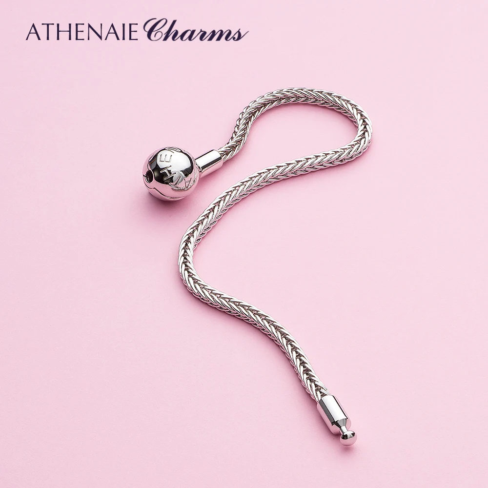 ATHENAIE, 925 пробы, серебряный, классический, пшеничная цепочка, талисманы, браслет с открывающейся застежкой для троллейбусов, браслеты для женщин/мужчин, ювелирные изделия