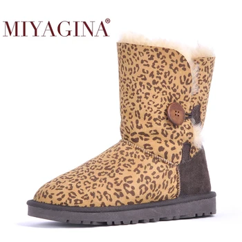 

MIYAGINA Top Quality Genuine Sheepskin Leather Snow Boots Natural Fur Waterproof Women Boots Warm Wool Winter Shoes