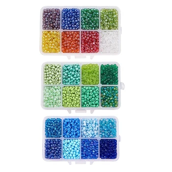 

Transparent Round Glass Seed Beads 4MM Multicolor Box Set