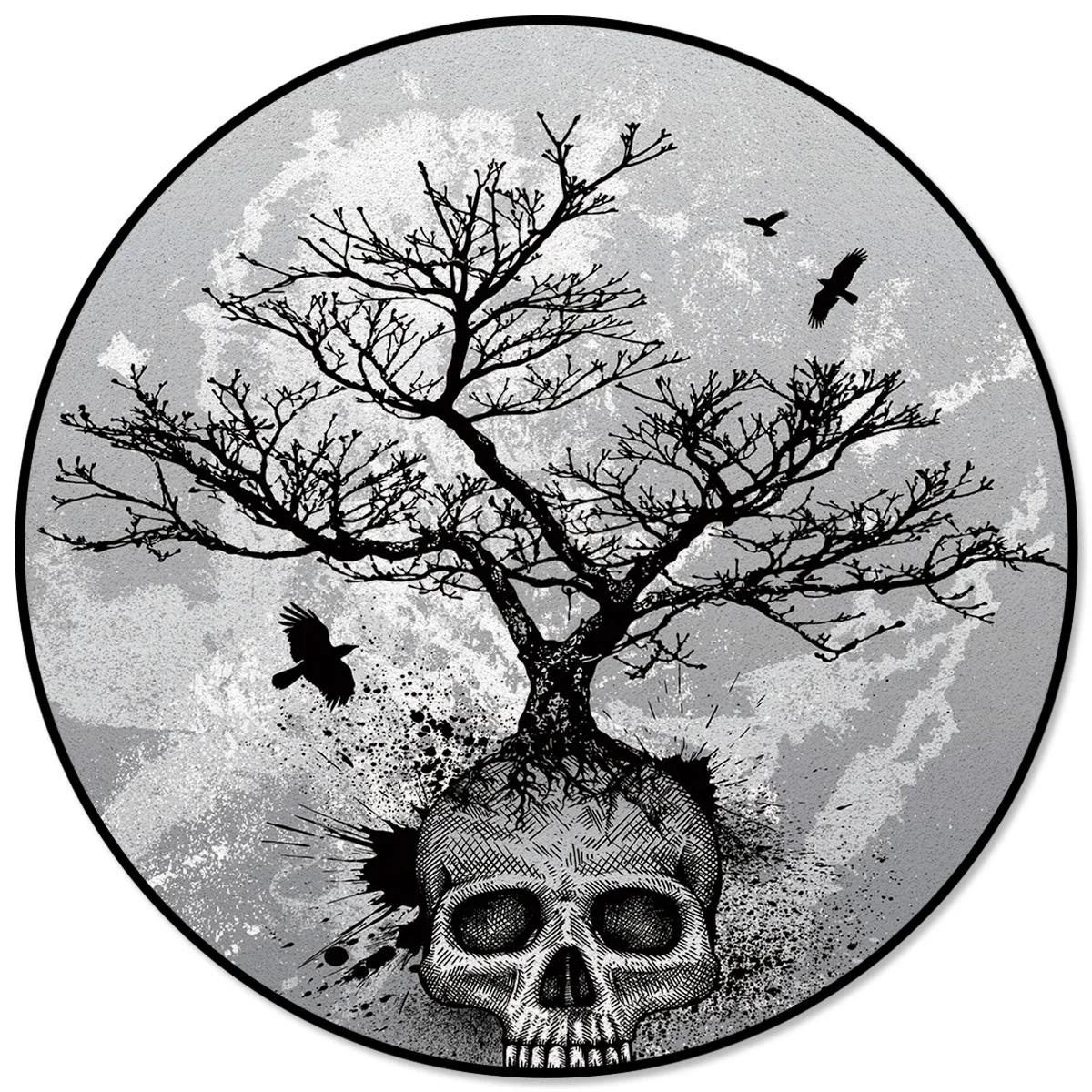 Круглый ковер, скелет, ветка дерева, птица, супер мягчайший ковер для кухни, для столовой, для кормления домашних животных, пледы, коврики, коврик для двери, на заказ