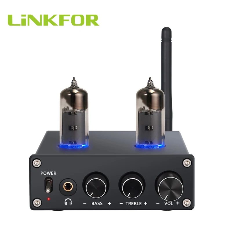 

LiNKFOR 50W + 50W Bluetooth 4.2 Receiver Stereo Audio Amplifier with 6J4 Vacuum tubes Certified aptX Digital Power Amplifier