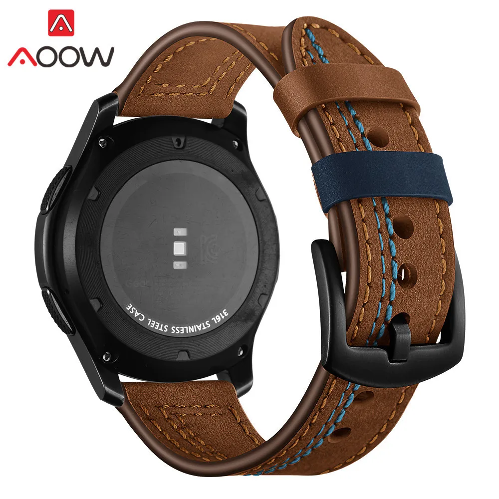 22 мм ремешок для часов из натуральной кожи для samsung Galaxy Watch 46 мм gear S3 Frontier/классический быстросъемный браслет ремешок SM-R800