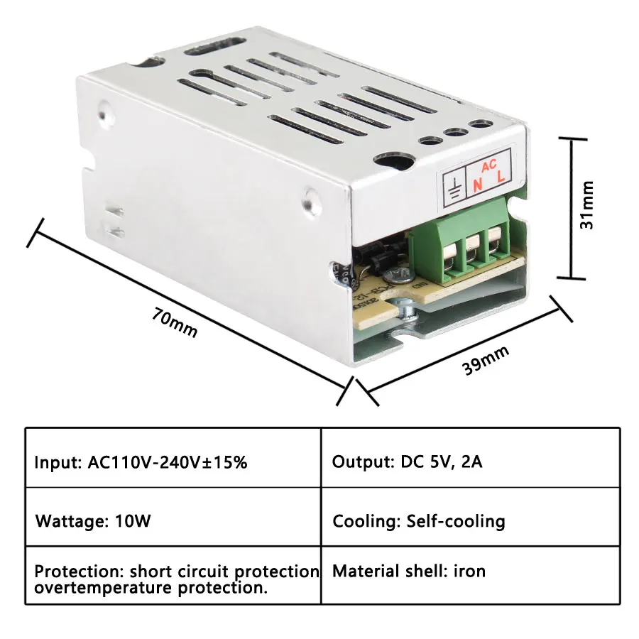 5 в источник питания 2A 3A 5A 10A 20A 30A 40A 60A AC DC 110 В 220 до алюминиевый светодиодный