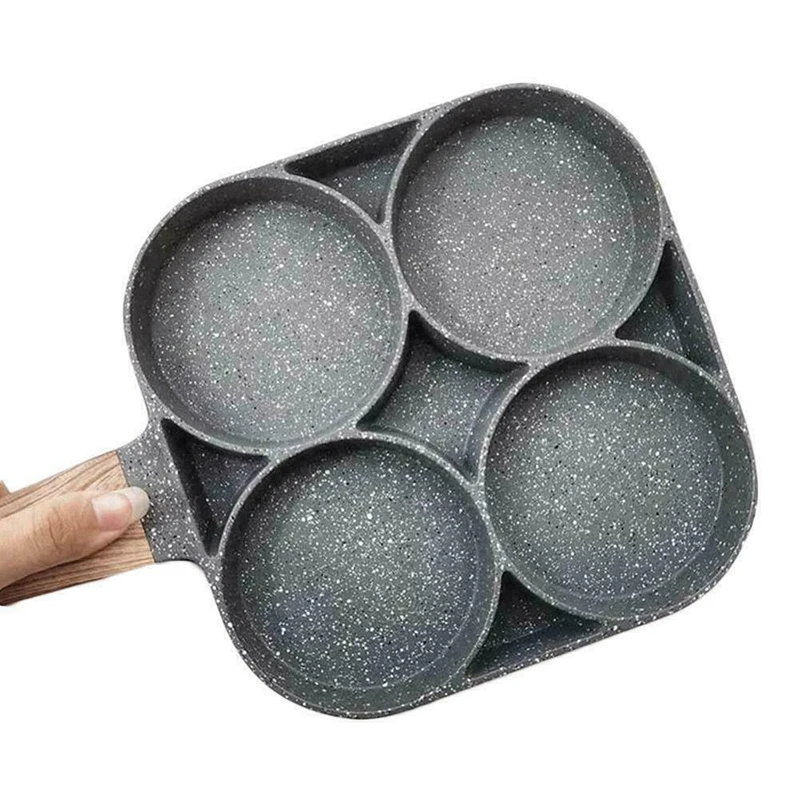 Fry Pan for Eggs Non Stick Fri Pan Ham Pancake Maker Egg Burger Pan with Wooden Handle 4 Hole for Induction Cooker Gas Stove Fry Pan for Eggs Non Stick Fri Pan Ham Pancake Maker Egg Burger Pan with Wooden Handle 4 Hole for Induction Cooker Gas Stove